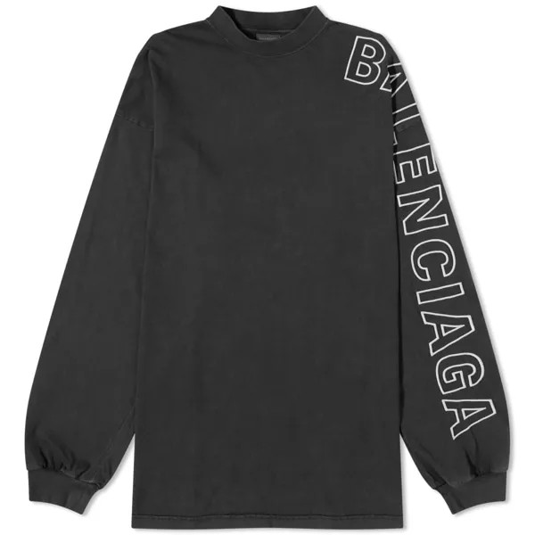 Balenciaga Футболка с длинным рукавом и контуром, черный