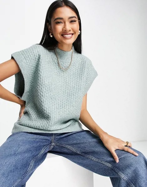 Удлиненный свитер-жилет с высоким воротом Fashion Union-Зеленый цвет