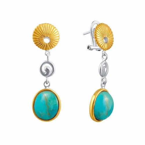 Серьги ELEMENT47, серебро, 925 проба, бирюза
