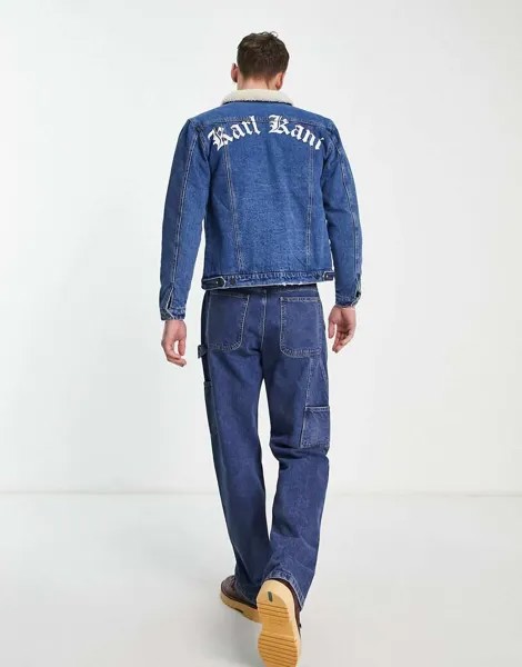 Синяя джинсовая куртка Karl Kani в старинном английском стиле
