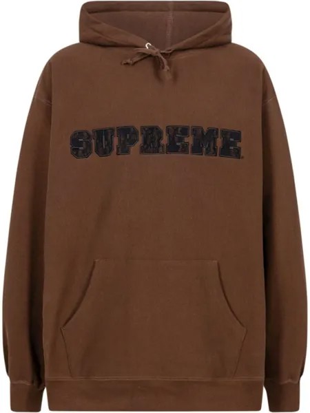 Supreme худи с логотипом, коричневый