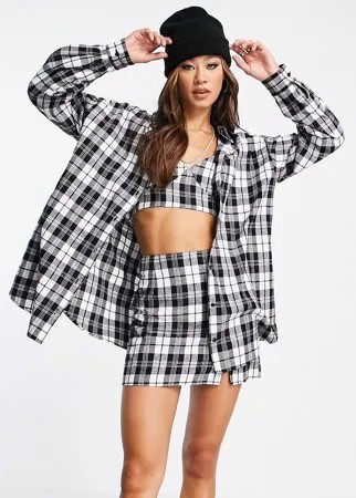 Oversized-рубашка с принтом в клетку от комплекта ASOS DESIGN-Разноцветный