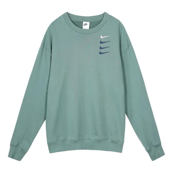 Толстовка Men's Nike French Terry Swoosh 4 Embroidered Round Neck Sports Pullover Autumn Green, мультиколор