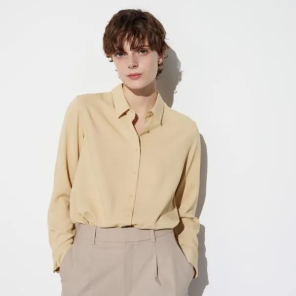 Блузка Uniqlo Rayon Long, бежевый