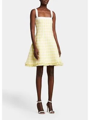 OSCAR DE LA RENTA Женское желтое платье без рукавов длиной выше колена + расклешенное платье L