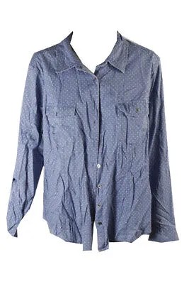 Синяя рубашка Style - Co с карманами на пуговицах и карманами в горошек M