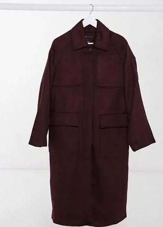 Темно-бордовое пальто с воротником и на пуговицах ASOS DESIGN Tall-Красный