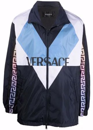 Versace спортивная куртка в стиле колор-блок с логотипом
