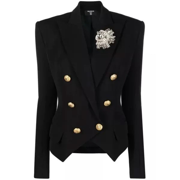 Куртка brooch-detail blazer Balmain, черный