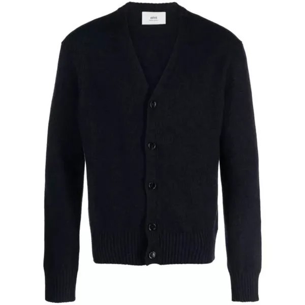 Кардиган v-neck cashmere-blend night blue cardigan Ami Paris, черный