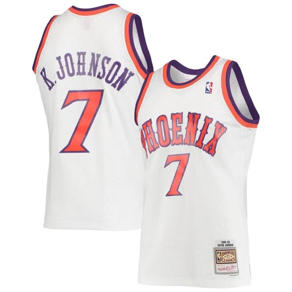 Мужская майка Mitchell & Ness Kevin Johnson White Phoenix Suns 1989-90 Hardwood Classics Swingman