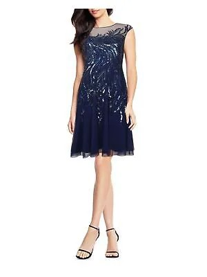 AIDAN MATTOX Женское темно-синее коктейльное платье А-силуэта выше колена без рукавов 4