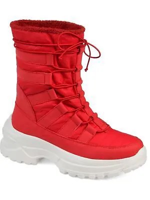 JOURNEE COLLECTION Женские красные непромокаемые зимние сапоги Icey на платформе со шнуровкой 10