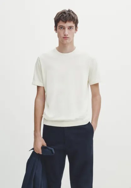 Базовая футболка Ribbed Short Sleeve Massimo Dutti, бежевый
