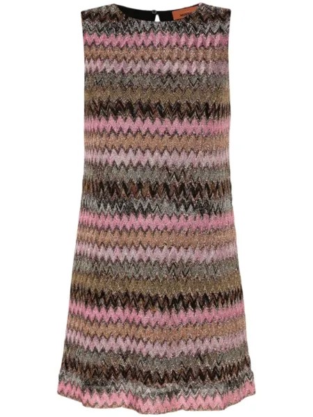 Missoni мини-платье с люрексом и зигзагом, черный