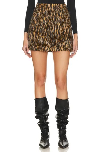 Юбка мини MSGM Cheetah, цвет Beige & Black