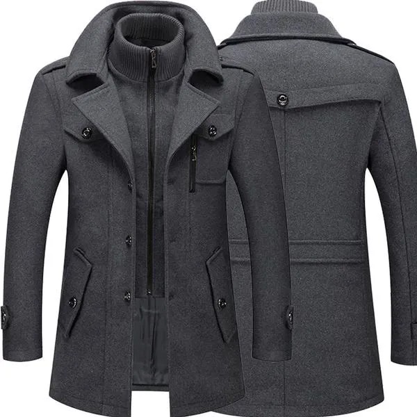 Тренч для мужчин Шерстяное пальто для мужчин Куртки для мужчин Мода Куртка и пальто Мужское пальто Двойной воротник Пальто Холодная куртка