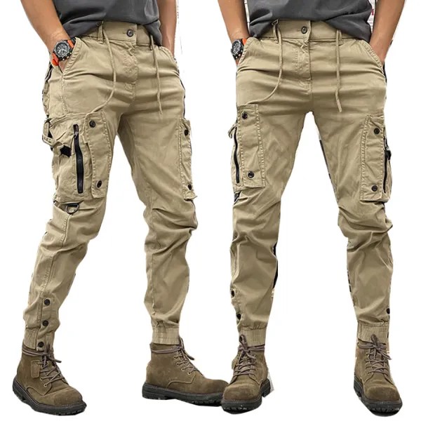 Мужские брюки-карго повседневные брюки в стиле ретро с карманом на молнии
