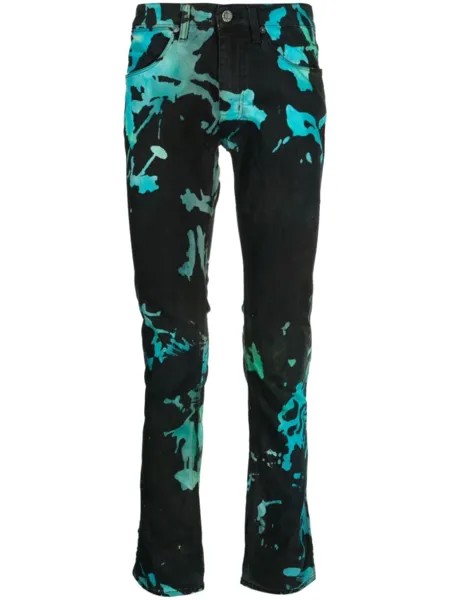 Stain Shade tie-dye mid-rise jeans, черный