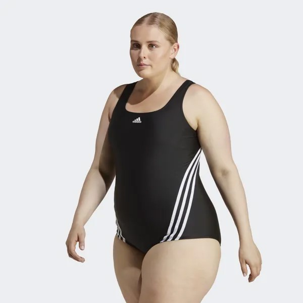 Купальник в 3 полоски (большие размеры) Adidas, цвет Black/White