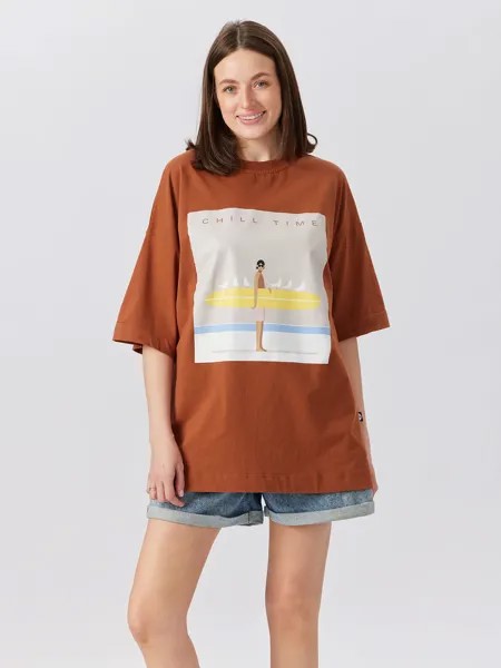 Футболка женская Happy Baby 97010 коричневая onesize