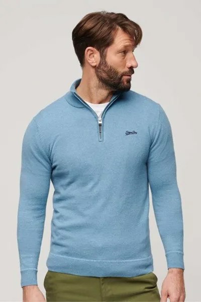 Джемпер Henley из хлопка и кашемира Superdry, синий