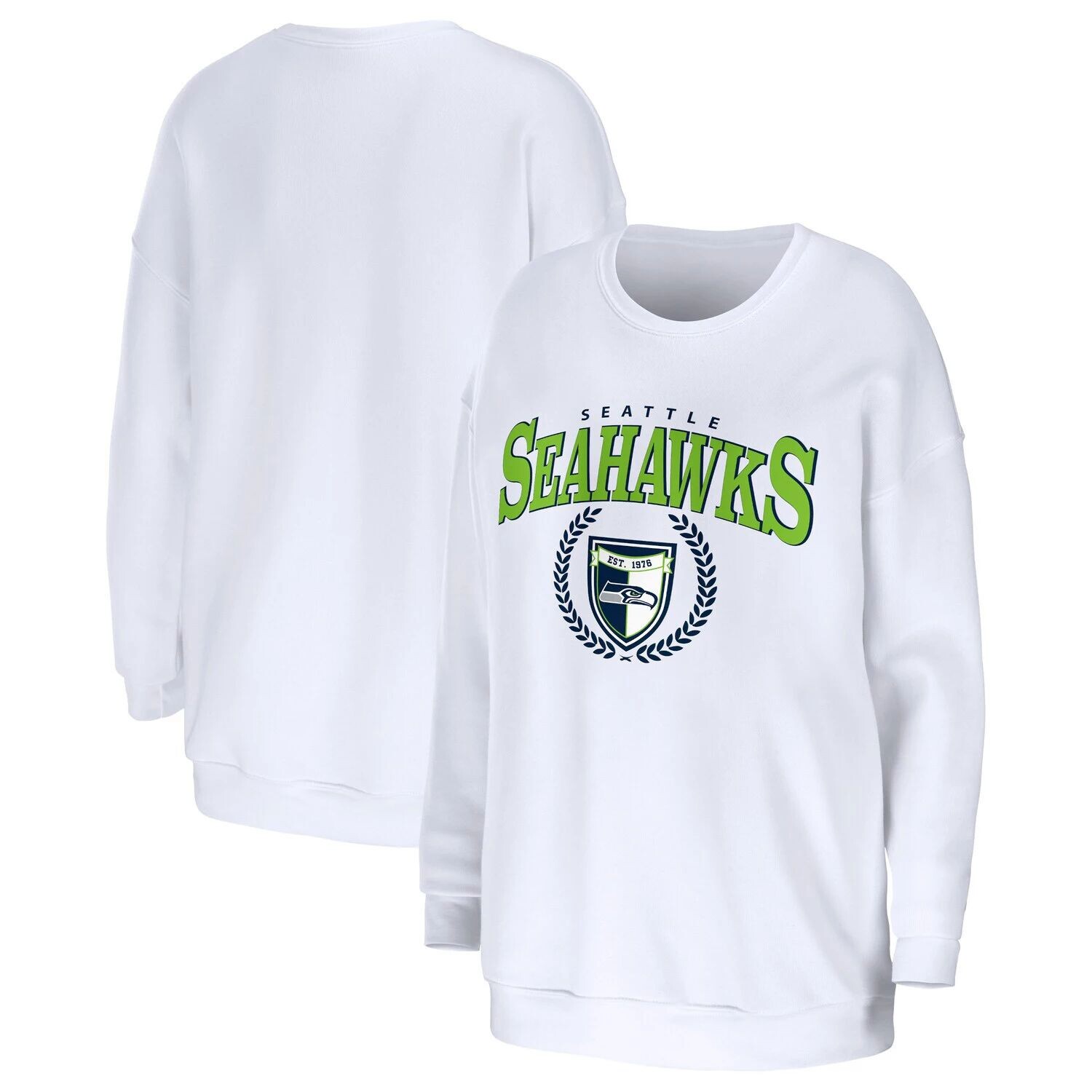 Женская WEAR by Erin Andrews Белый свободный пуловер-свитшот Seattle Seahawks