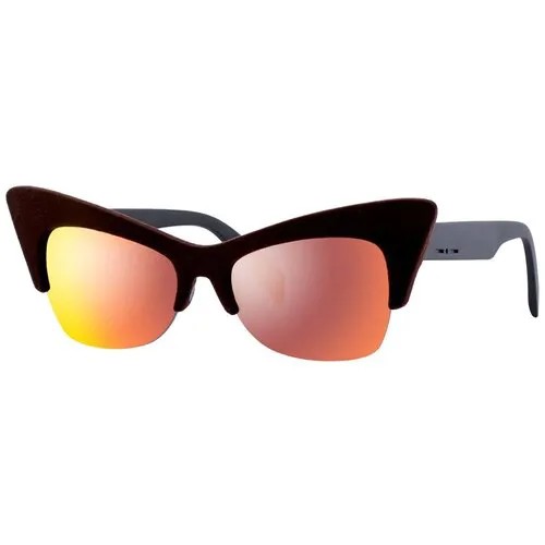 Солнцезащитные очки Italia Independent, кошачий глаз, оправа: пластик, с защитой от УФ, зеркальные, для женщин, коричневый