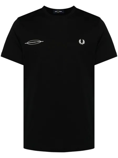 Fred Perry футболка с вышитым логотипом, черный