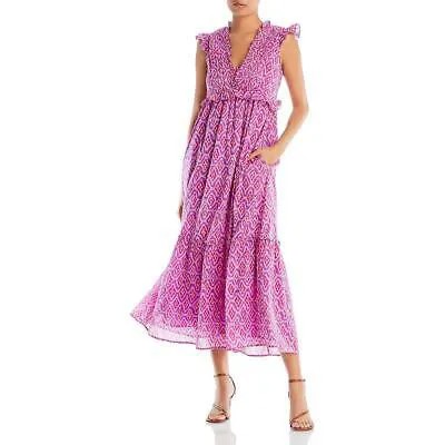 Женское длинное летнее платье макси Banjanan Constance фиолетового цвета с рюшами XS BHFO 1061
