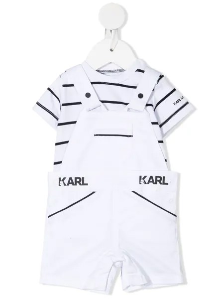 Karl Lagerfeld Kids комплект из футболки и комбинезона в полоску