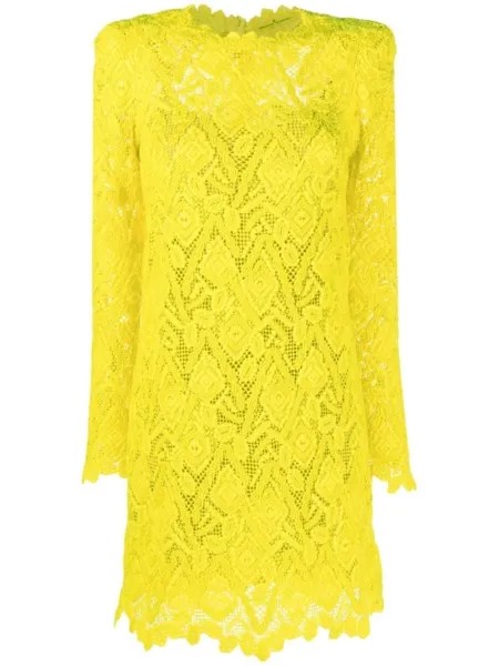 Ermanno Scervino платье-рубашка мини с вышивкой, желтый