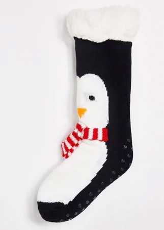Носки-слиперы с новогодним принтом пингвина ASOS DESIGN-Мульти