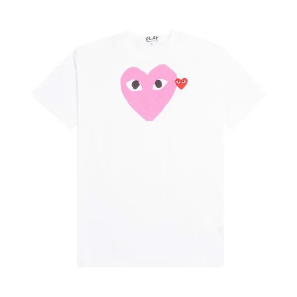 Футболка Comme des Garçons PLAY Red Emblem Heart T-Shirt 'White/Pink', белый