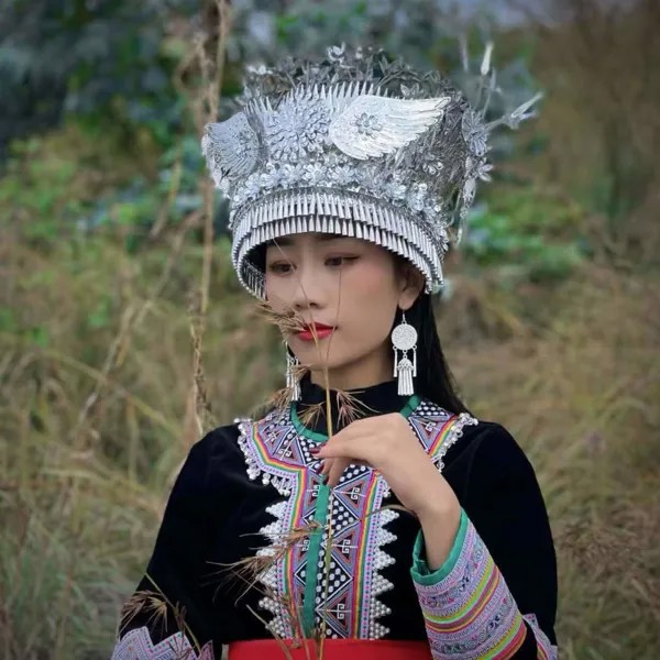 Серебряный головной убор Hmong Miao, винтажные шляпы для женщин, принцесса, косплей, студийные принадлежности для фотографии, певец, танцор, шапк...