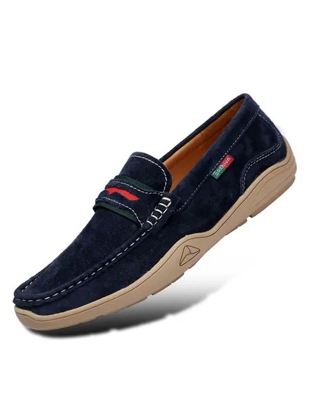 Milanoo Men Loafer Shoes Fashion Pigskin Monk Strap Slip-On Casual Flat Shoes