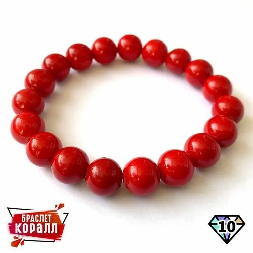 Браслет, коралл прессованный, красный