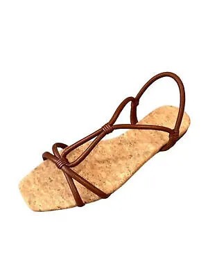 ВИНС. Женские коричневые кожаные сандалии без шнуровки Hazen с квадратным носком и пяткой на пятке, 8 м