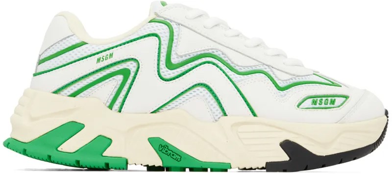 Бело-зеленые кроссовки Vortex MSGM