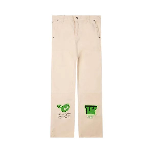 Off-White Прямые джинсы из расклешенного денима Varsity Hammer Белый/Зеленый
