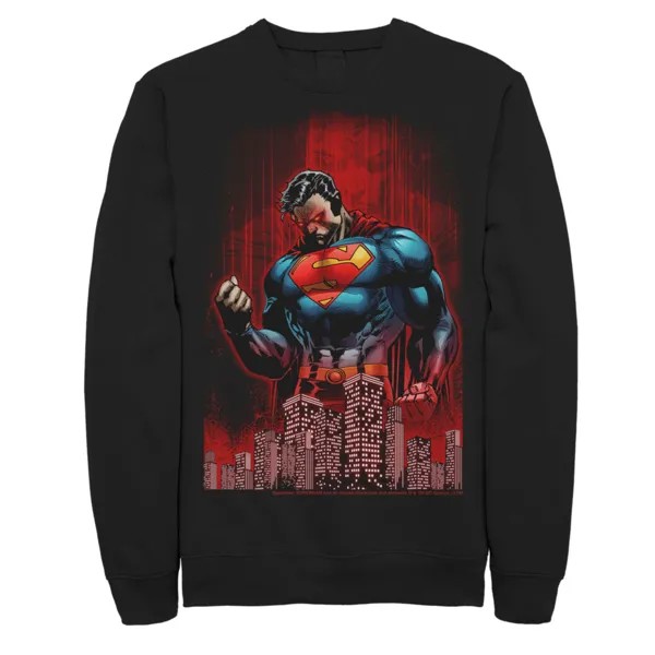 Мужская толстовка с плакатом Superman Power Flex Skyline Comic DC Comics, черный