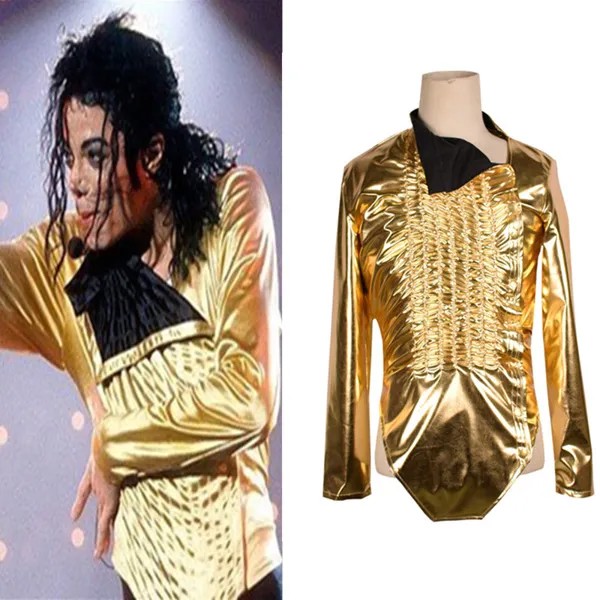 Пикантный мужской костюм Майкла Джексона для косплея, Золотая куртка для сценического шоу, диджея, певица