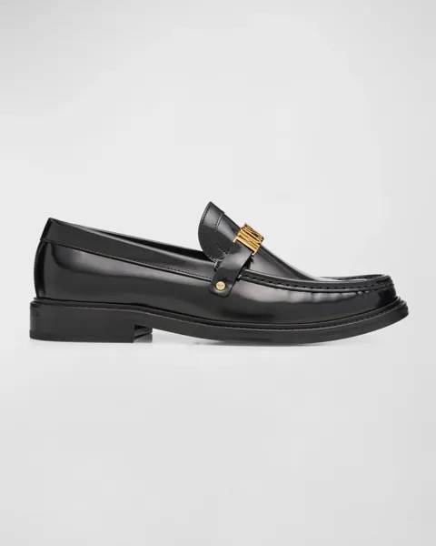 Мужские кожаные пенни-лоферы для колледжа Moschino, цвет Black