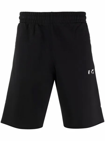 Off-White спортивные шорты с необработанными краями, черный