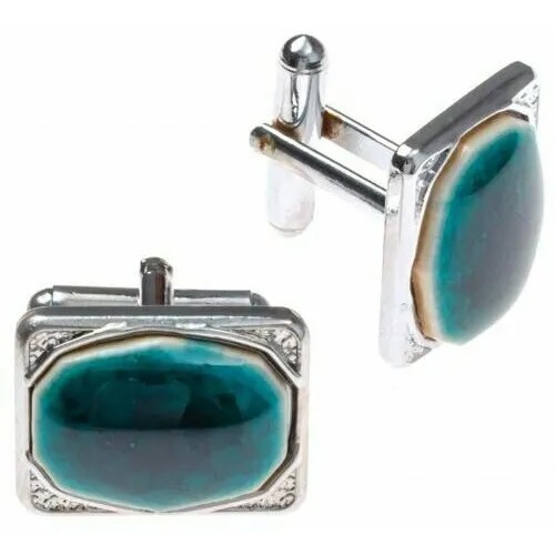 Запонки WowMan Jewelry, зеленый, серебряный