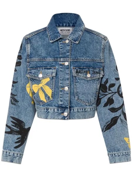 MOSCHINO JEANS джинсовая куртка с графичным принтом, синий