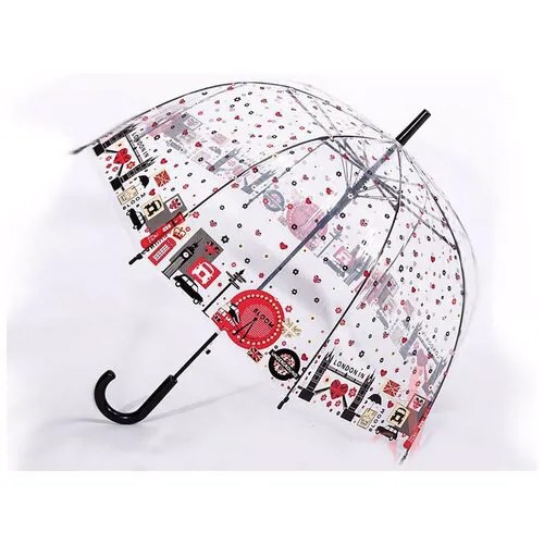 Зонт купол Лондон Эврика, зонт-трость женский, детский, прозрачный, 8 спиц, диаметр купола 80 см