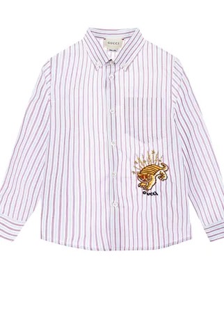 Рубашка в полоску с вышитым тигром GUCCI