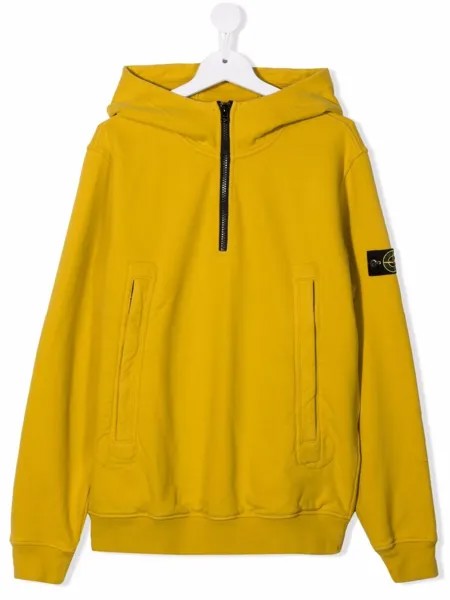 Stone Island Junior худи с воротником на молнии и логотипом