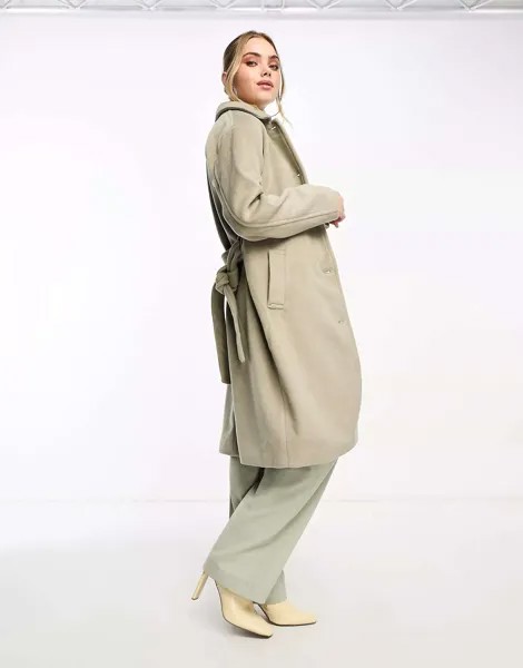 Удлиненная куртка с поясом Vero Moda цвета хаки
